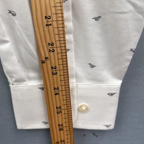 St Johns Bay Dress Shirt XL White Birds Business Career Office Button Down New - Picture 12 of 13